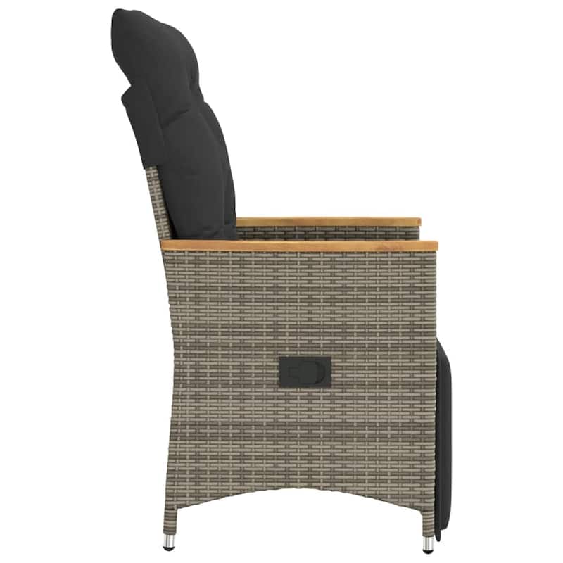 vidaXL Reclining Patio Chairs with Cushions Armchair Outdoor Seating Poly Rattan