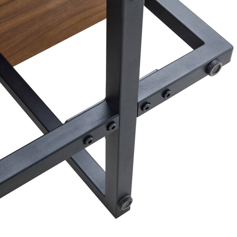 47" MDF Modern Coffee Table with Dark Wood Grain and Two-Tier Design