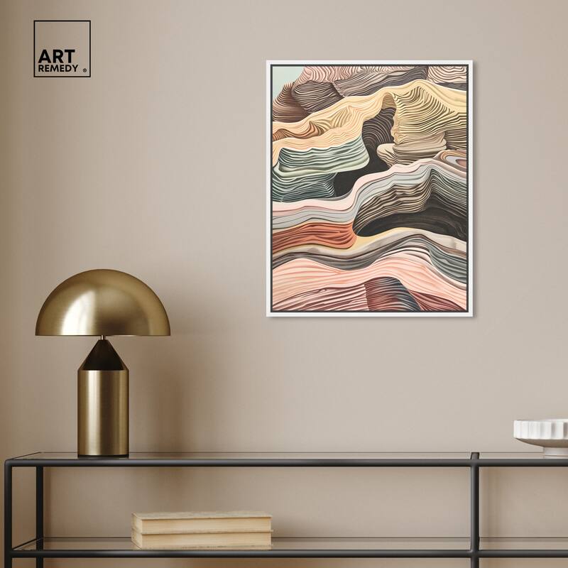 Art Remedy Coyote Tan Framed Boho Abstract 1 Piece Canvas Wall Art