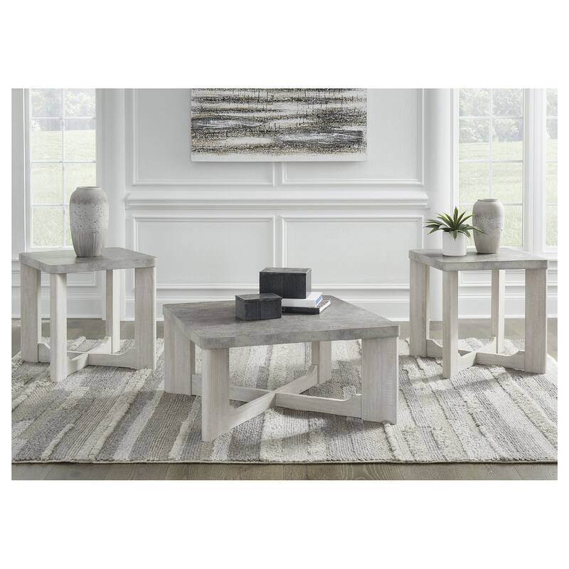 Signature Design by Ashley Garnilly Table (Set of 3) - 35"W x 35"D x 17"H - Whitewash