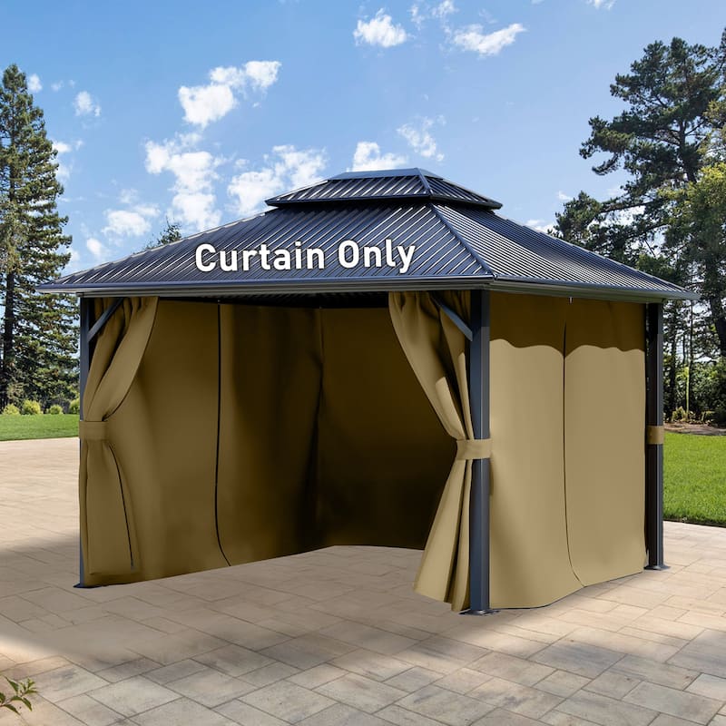 Aoodor Gazebo Curtain Replacement - Patio Privacy Curtains with Double Zipper(Curtain Only)
