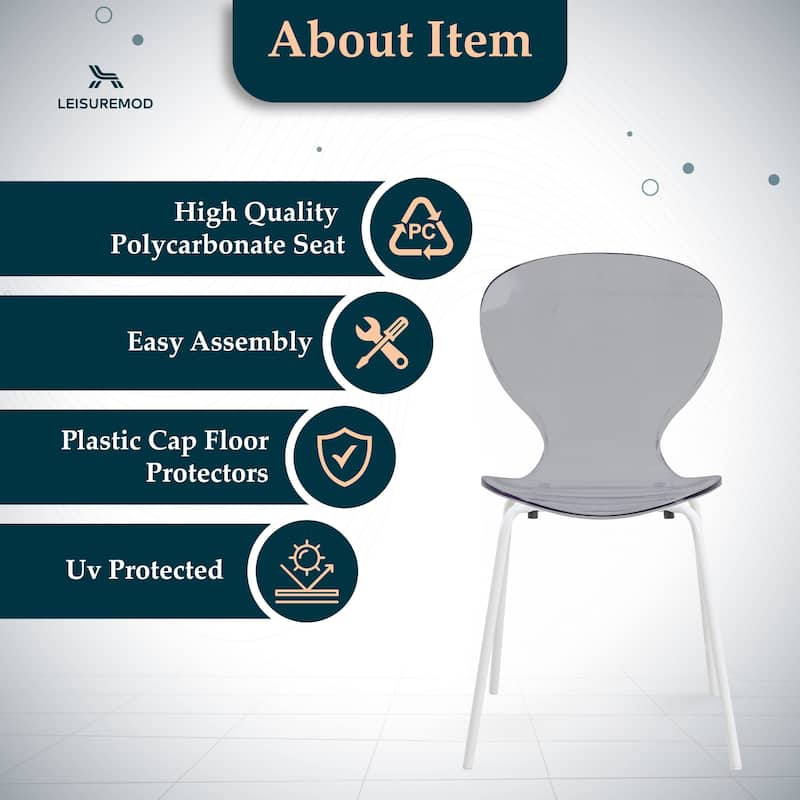 Stackable Plastic Dining Chair Transparent Modern Accent Side Chair for Indoor and Outdoor