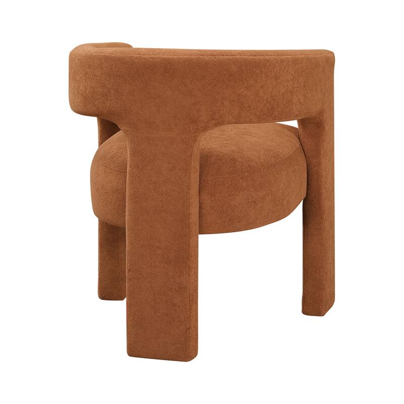 Modern Luxury Dining Furniture Elegant Side Chairs Set of 2 Orange Fabric Soft Boucle Plush Upholstery Comfortable