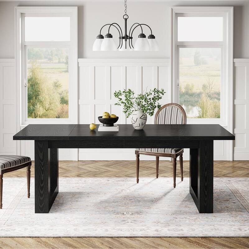63-Inch Dining Table Modern Wood Kitchen Table Large Rectangular Dinner Table for Dining Room