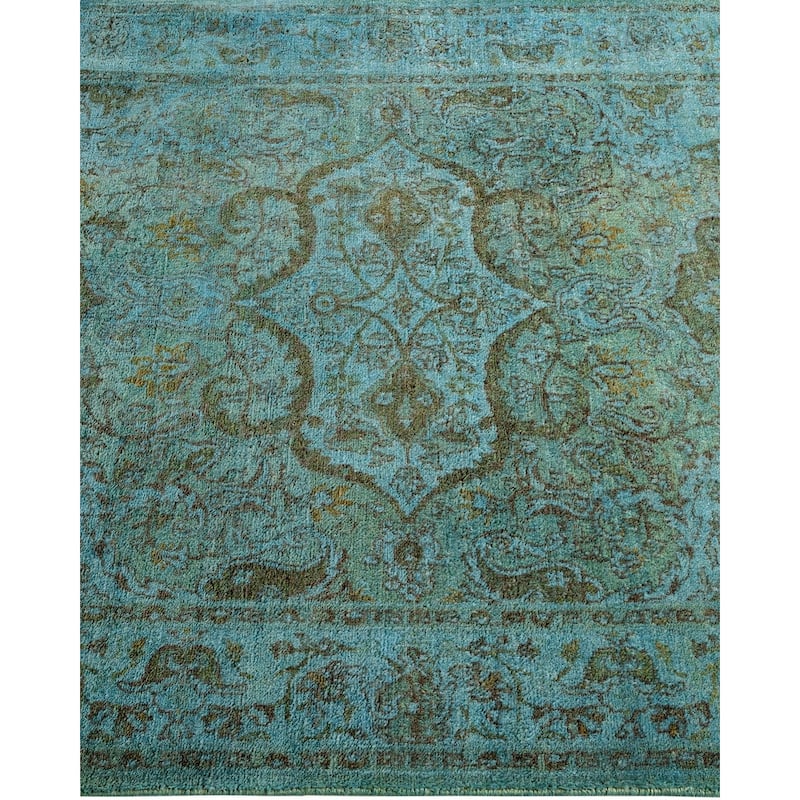 Overton Hand Knotted Wool Vintage Inspired Modern Contemporary Overdyed Blue Area Rug - 3' 1" x 5' 2"
