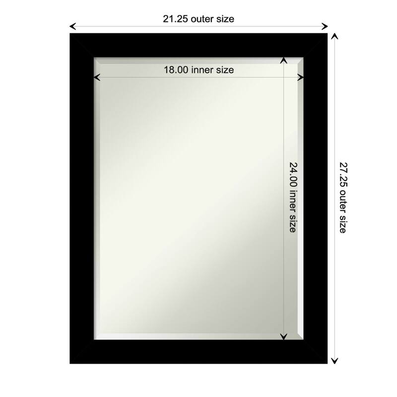 Brushed Beveled Framed Wall Mirror - Brushed Black - Glass Size 18x24