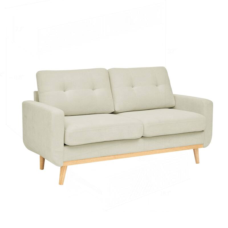 Mid-Century Modern Tufted Loveseat Sofa with Sturdy Wooden Legs for Relaxation