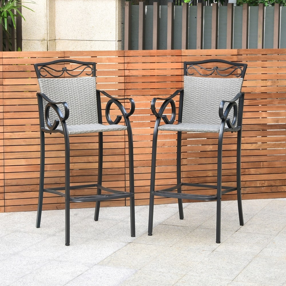 Valencia Resin Wicker Bar-Height Barstool (Set of 2)