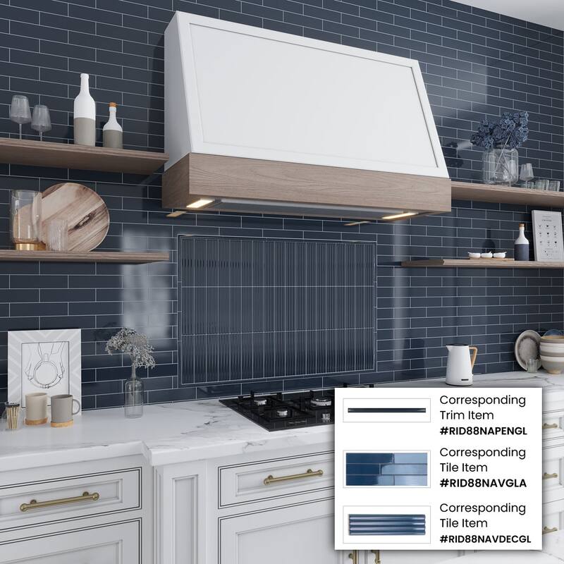 Apollo tile 2" x 8" Arte Glossy Blue Ceramic Tile (4.09 sq ft/case) - 38 Pack