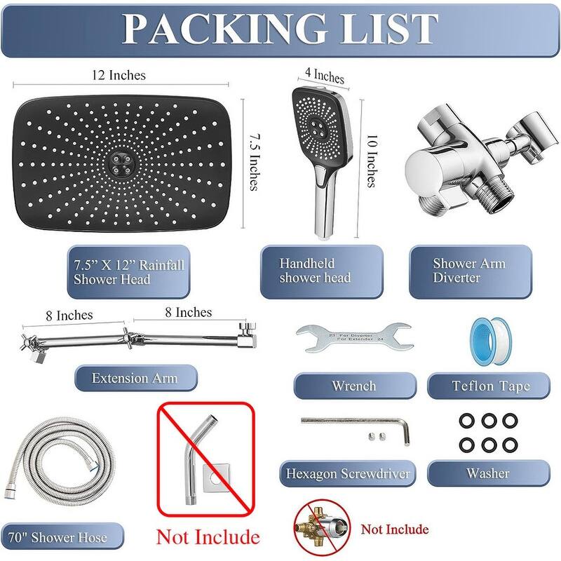 Shower Head With Handheld Combo, High-Pressure Rain/Rainfall