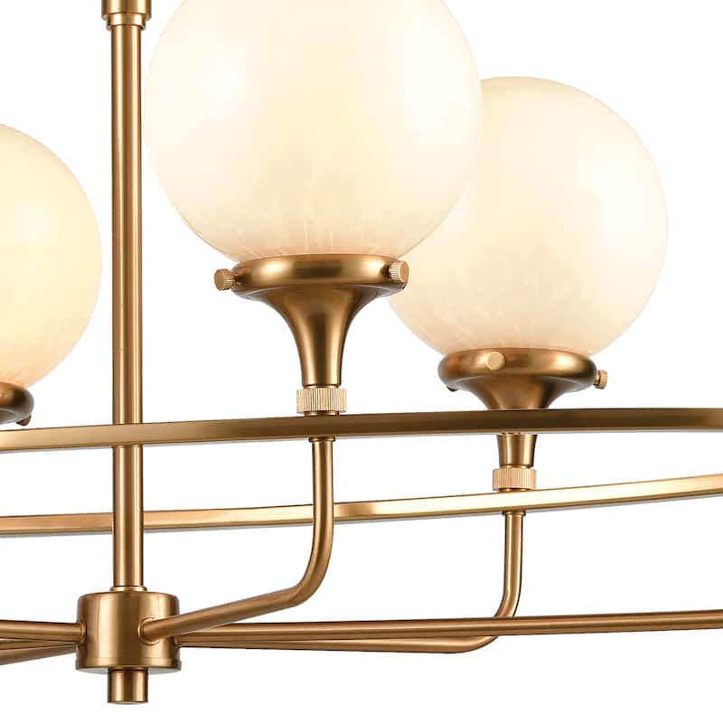 Beverly Hills 30-inch Wide 6-Light Chandelier in Satin Brass