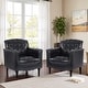 preview thumbnail 6 of 63, 31" W Tufted Vegan Leather Accent Chairs for Living Room Set of 2 Blue Black