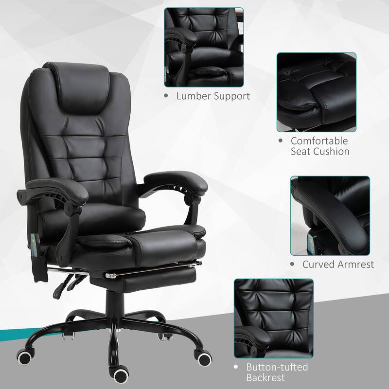 7-Point Vibrating Massage Office Chair, High Back Executive Recliner with Lumbar Support,Reclining Back, Adjustable Height