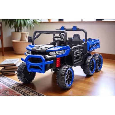 24V 2-Seater Kids Ride On Dump Truck with Remote, 4WD 6-Wheel UTV Car with Electric Dump Bed, LED Lights & Music