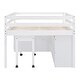 preview thumbnail 106 of 144, Twin/Full Size Low Loft Bed with Retractable Writing Desk and 4 Drawers, Wooden Loft Bedframe w/ Lateral Portable Desk & Shelves