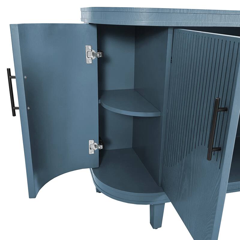 47 Inch Sideboard with Adjustable Shelves, Curved Sideboard with 4 Doors