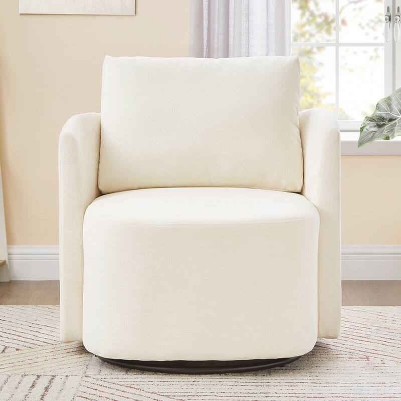 Upholstered Swivel Sofa Chair with Curved Desig