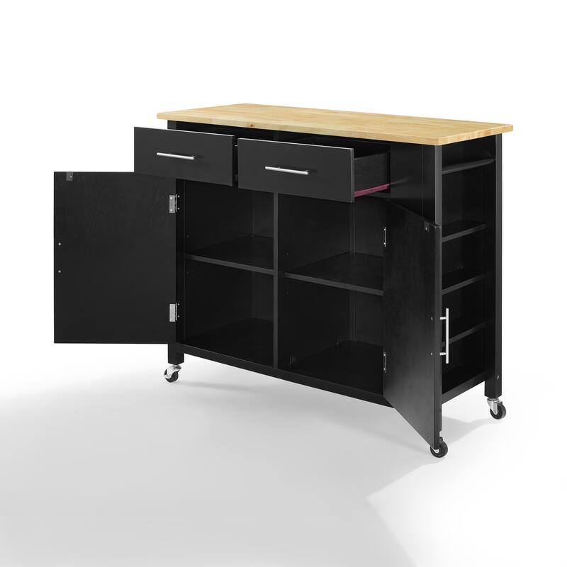 Crosley Savannah Full-size Wood-top Kitchen Cart - 37"H x 42"W x 18.25"D