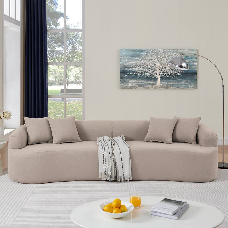 Curved Modular Sectional Sofa In Lamb'S Wool Fabric, Modern Minimalist Style,Compressed (No Assembly Required)