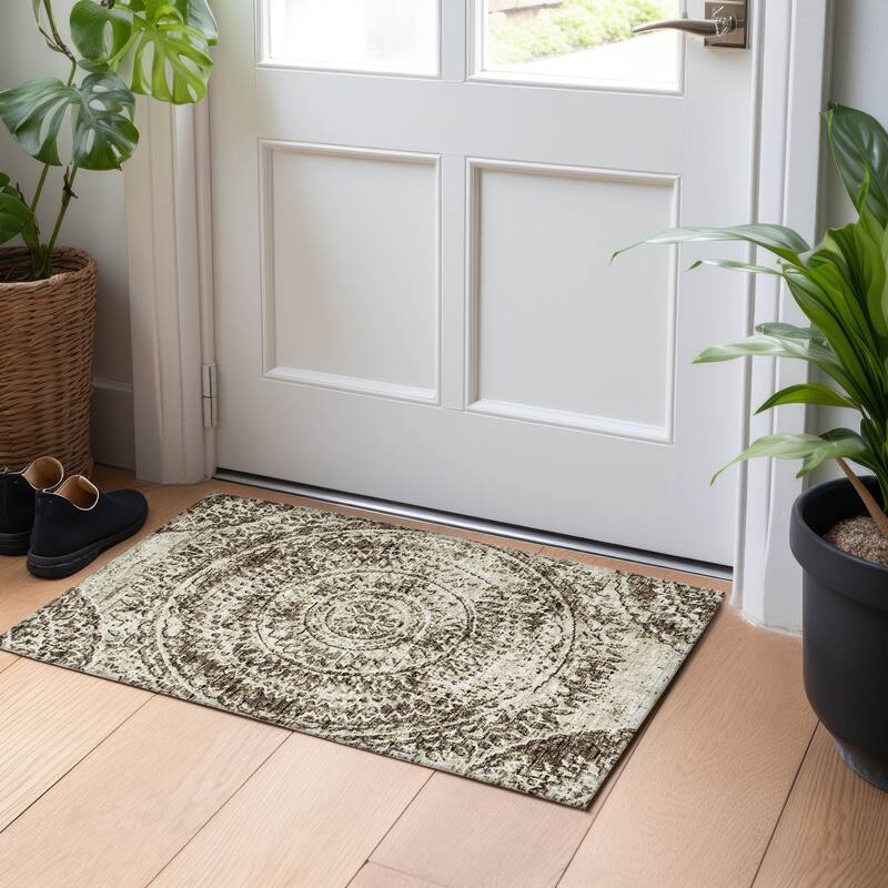 Premium Washable Super Soft Boho Medallion Mayfield Rug - Brown - 1' 8" x 2' 6" - Rectangle