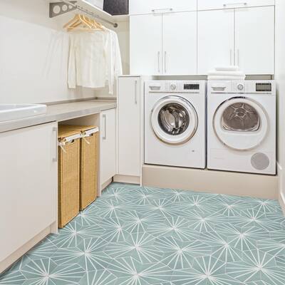 Merola Tile Horizon Dusk Hex Aquamarina 7-3/4" x 9" Ceramic Floor and Wall Tile