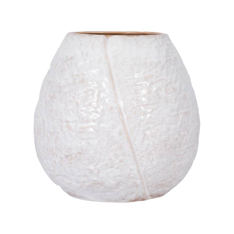 Sagebrook Home Ceramic Ivory Round Textured Round Vase
