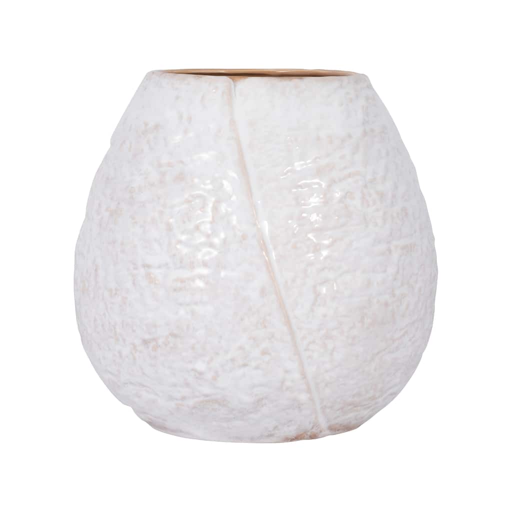 Sagebrook Home Ceramic Ivory Round Textured Round Vase