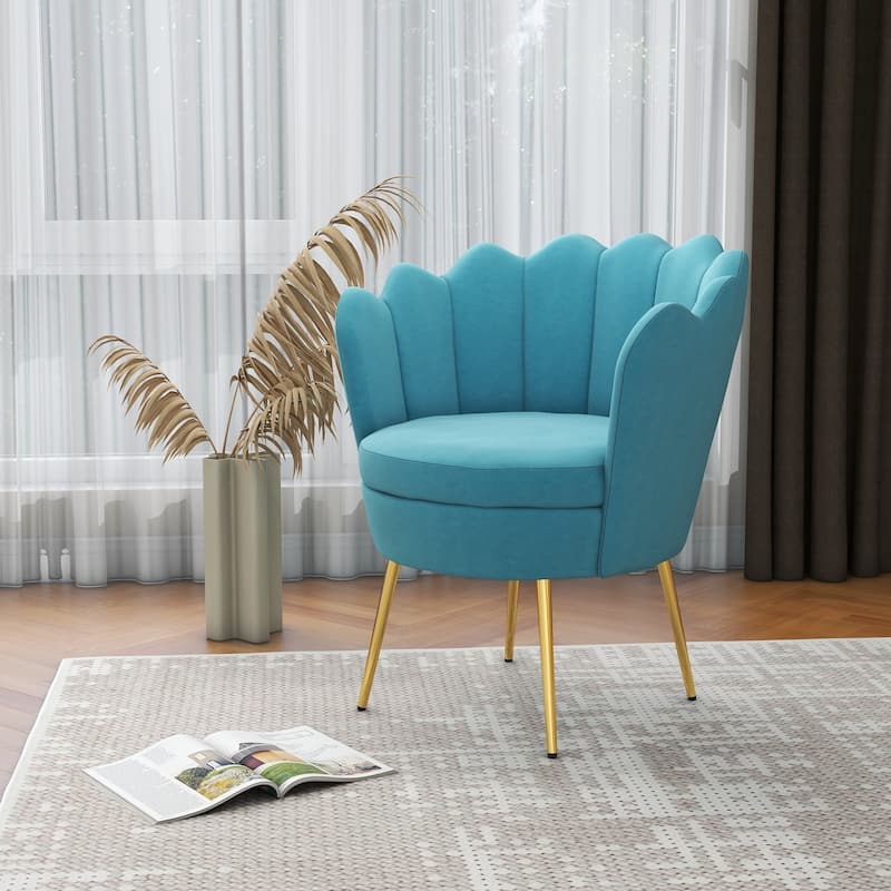 Velvet Upholstered Barrel Accent Chair - Teal