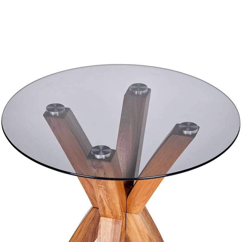 Modern Nesting Table Glass End Table with Criss Cross Base 24" Round