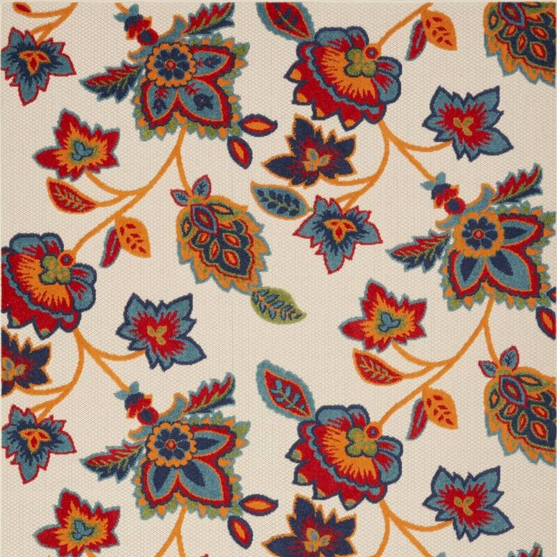 Almiri Graceful Floral Weather Resistant Sleek Contemporary Outdoor Rug