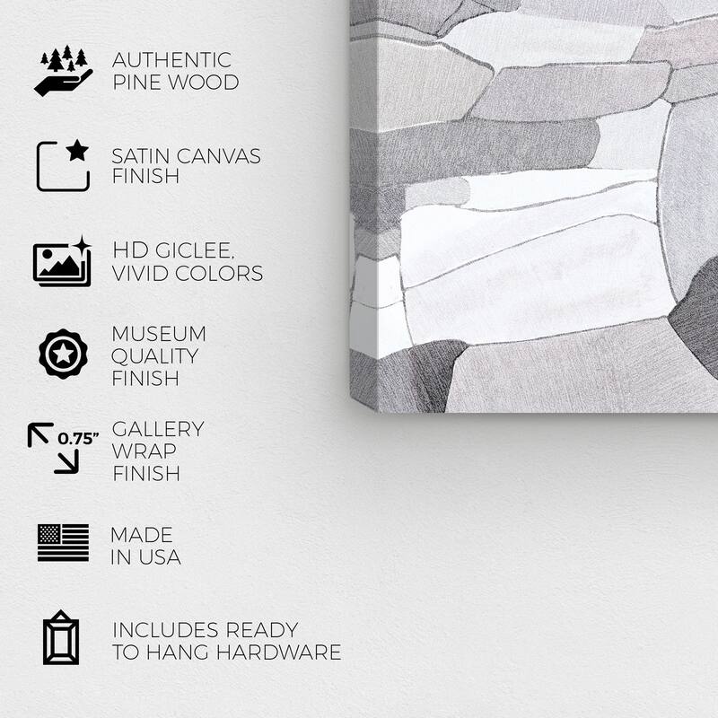Wynwood Studio Canvas Abstract Rock Cascade Gray and Modern & Contemporary Wall Art Canvas Print