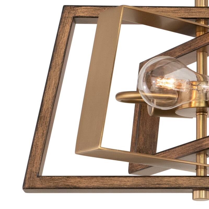 Semi Flush Mount Ceiling Light - Brass & Chestnut Finish - Modern Transitional Design - 11