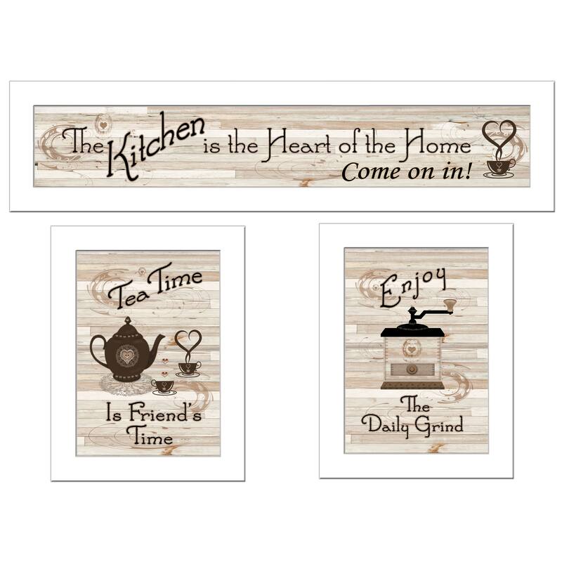 TrendyDecor4U Traditional "Kitchen Friendship Collection III" 3-Piece Vignette by Millwork Engineering - White