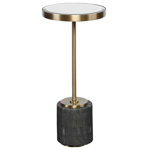 slide 2 of 4, Uttermost 24998 Laurier 12" Diameter Glass Top Iron Side Table Gray Faux Shagreen