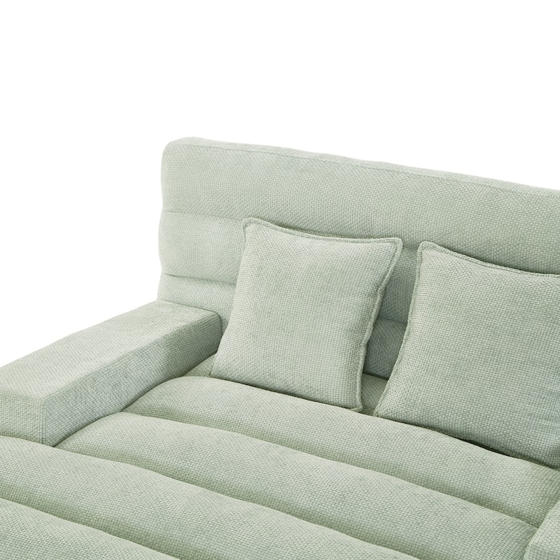 Modern Chaise Lounge Sofa 57.1" Sofa Bed Upholstered Lounge Sofa Chair with Adjustable Backrest and LED Light Strip
