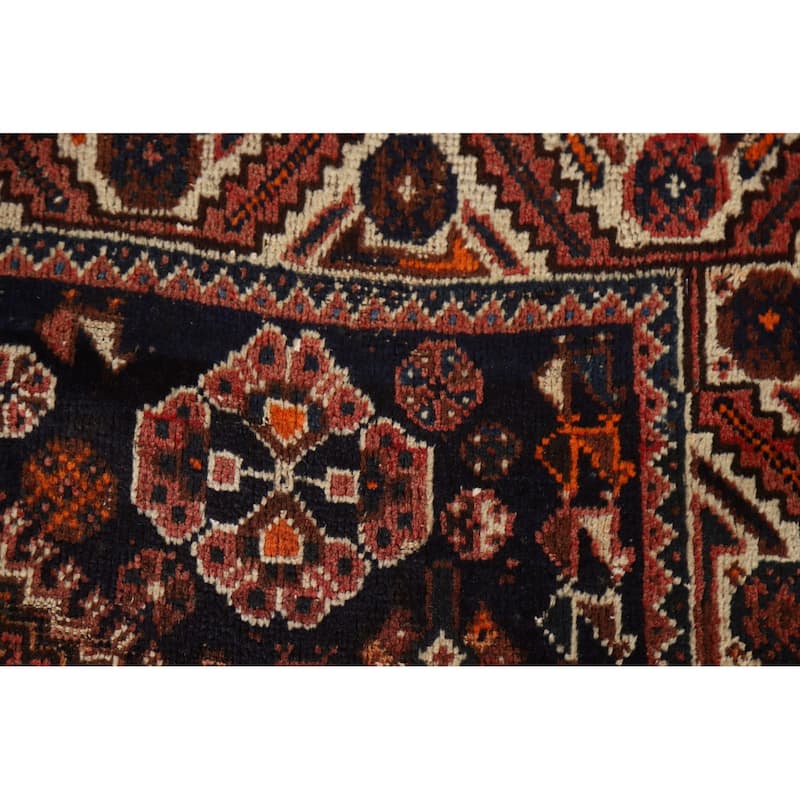 Tribal Shiraz Persian Vintage Area Rug Handmade Wool Carpet - 3'7"x 5'6"