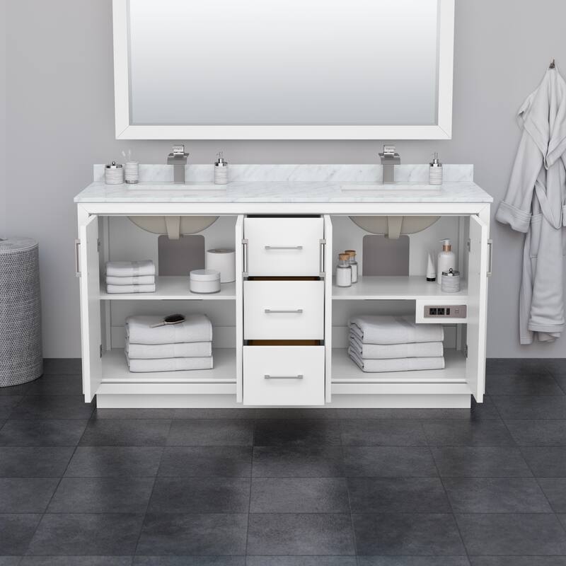 Icon Double Vanity Set, Cultured Marble Top, No Mirror
