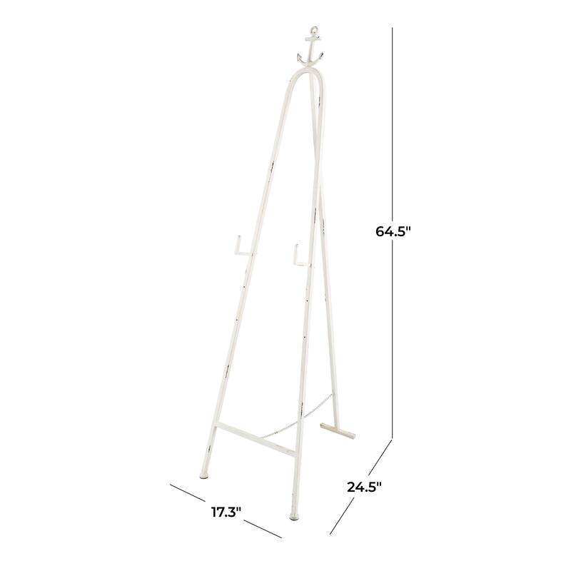 White Metal Tall Adjustable Display Stand 3 Tier Anchor Easel with Foldable Stand and Chain Support
