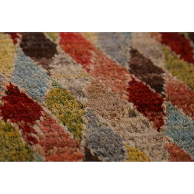 All-Over Trellis Geometric Moroccan Oriental Rug Handmade Wool Carpet - 6'7" x 9'11"