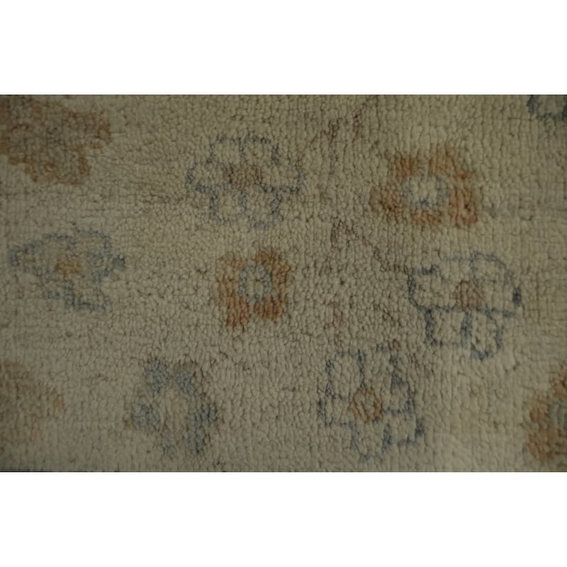 Hand Knotted Oriental 100% Wool Carpet Transitional Floral Beige & Ivories Oushak Area Rug - 12' 0'' X 8' 10''
