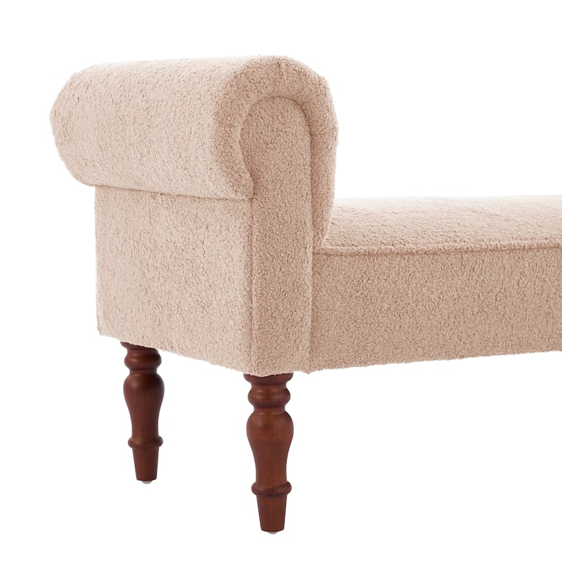 Christopher Knight Home - Elric Teddy Upholstered Bench with Rolled Arms and Solid Wood Legs