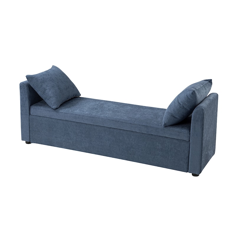 Franco Modern Upholstered Storage Bench with Two Throw Pillows and Thick Padded Cushion