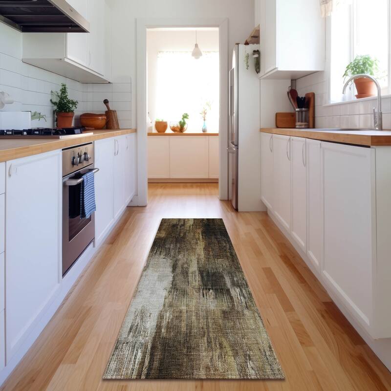 Premium Washable Super Soft Abstract Brushstrokes Mayfield Rug - Chocolate - 2' 3" x 7' 6" - Runner