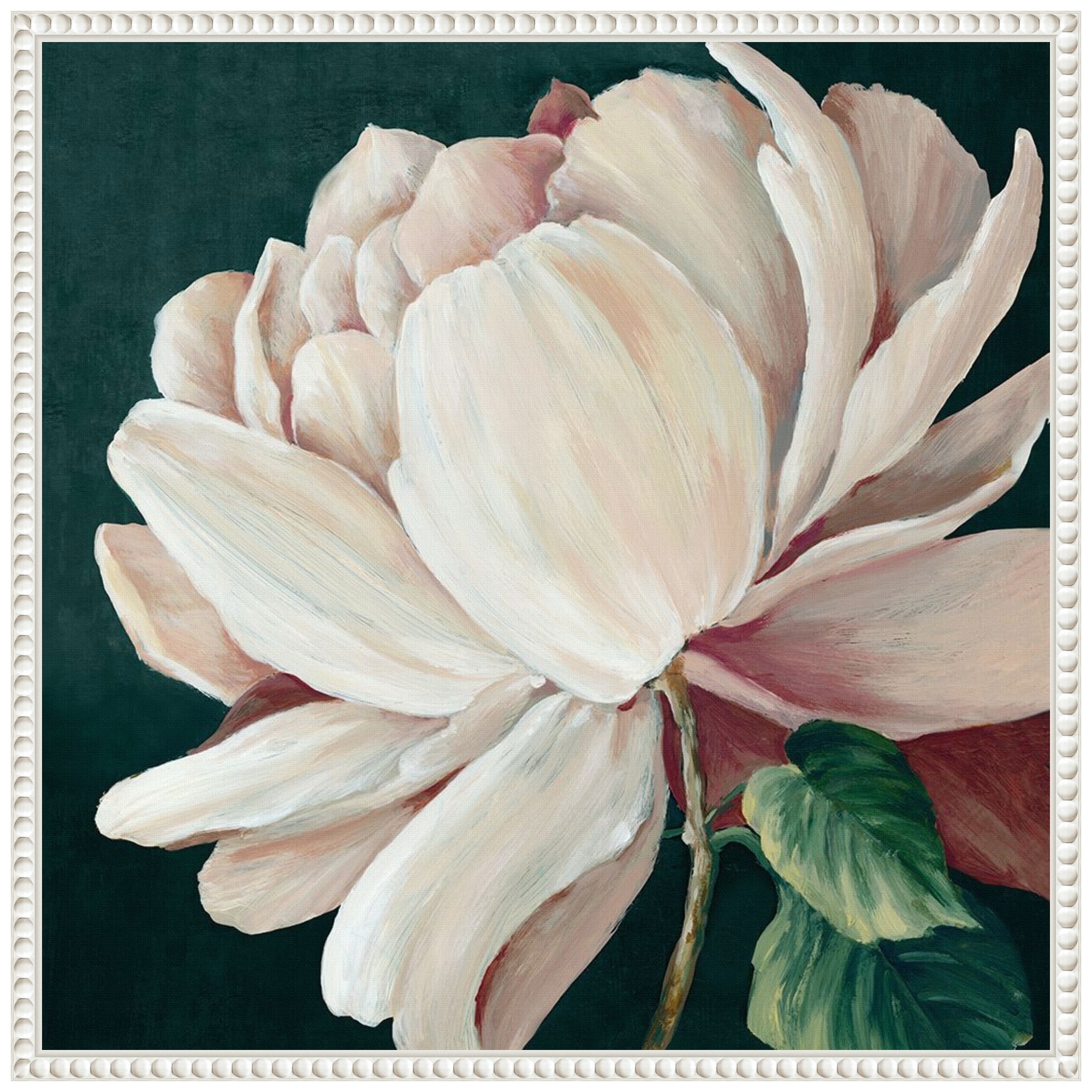Heart of the Bloom by Alex Black Framed Canvas Wall Art - Sylvie Beaded White