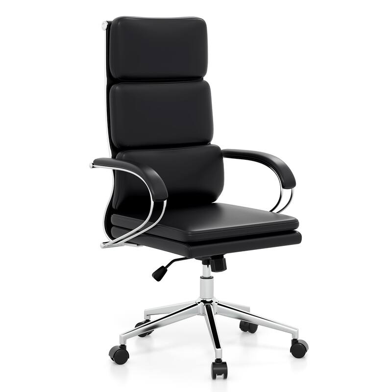 Gymax Ergonomic Leather Office Chair Executive Chair w/ Adjustable - Black