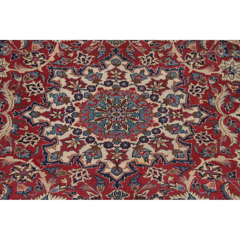 Vegetable Dye Isfahan Persian Antique Area Rug Handmade Wool Carpet - 9'2"x 13'8"