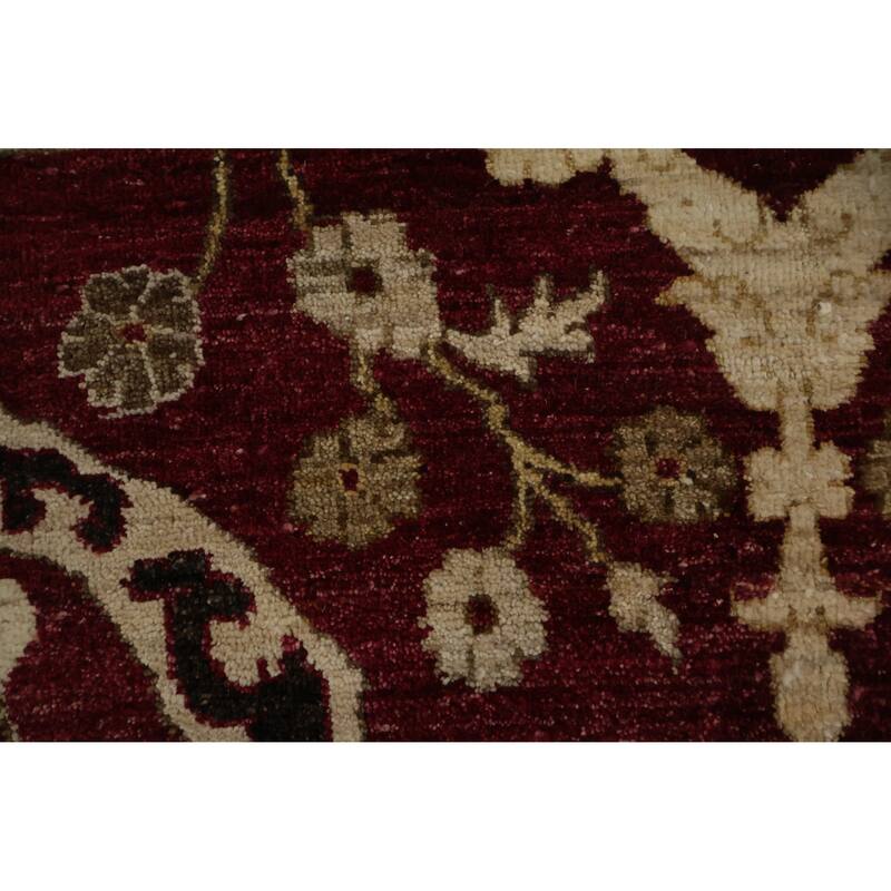 Hand Knotted Oriental 100% Wool Carpet Traditional All-Over Red Peshawar Area Rug - 14' 7'' X 9' 11''