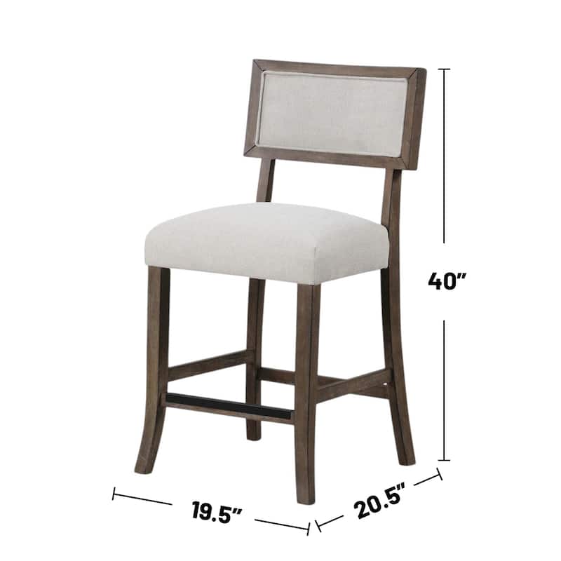 Set of 2 Upholstered Dining Chairs in Dark Walnut and Light Gray