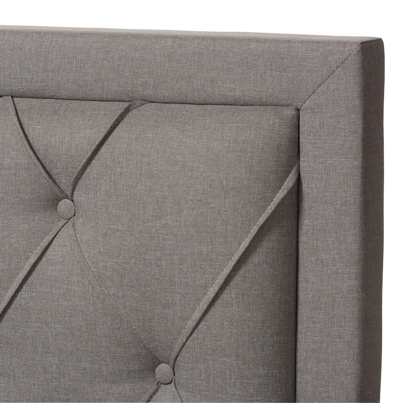 King Size Storage Bed with Headboard - Modern Fabric Upholstered Platform Bed Frame - Grey Bedroom Furniture
