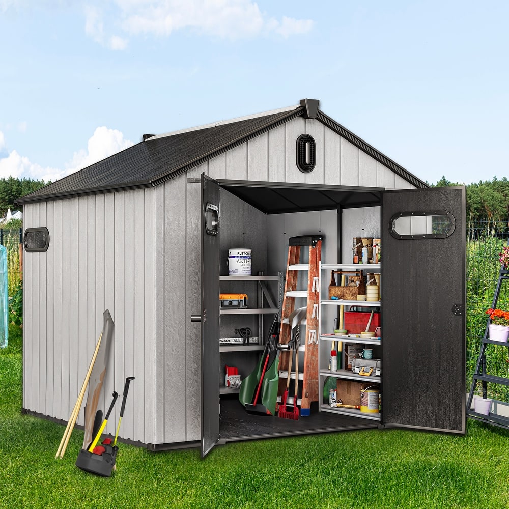 Moasis 8 ft. W x 8 ft. D / 8 ft. W x 10 ft. D Plastic Storage Shed